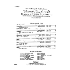 Ryden, William - Classical Trios For All - Violin Part Published by Alfred Music Publishing
