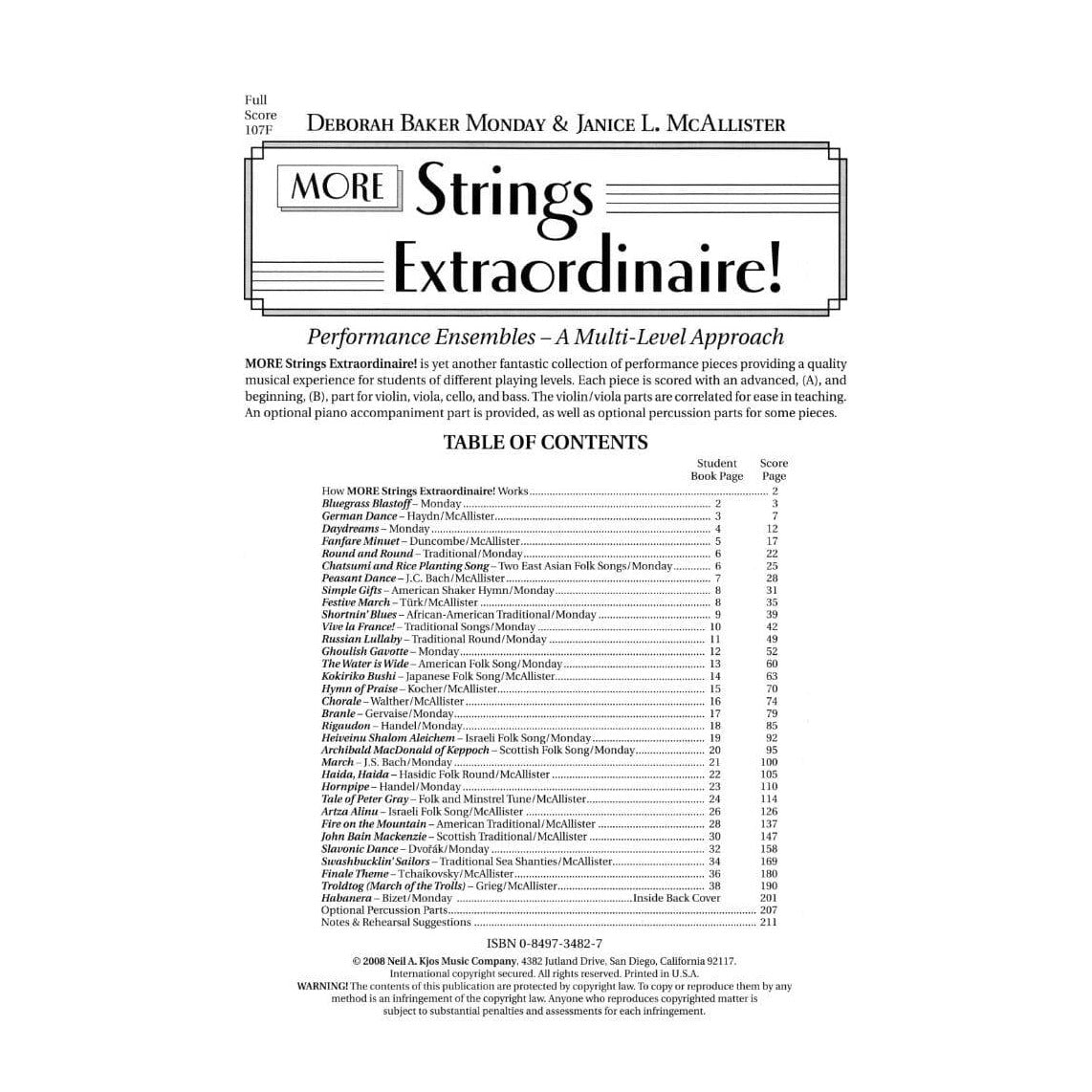 Baker Monday / McAllister - MORE Strings Extraordinaire! - Score - Neil A Kjos Music Co