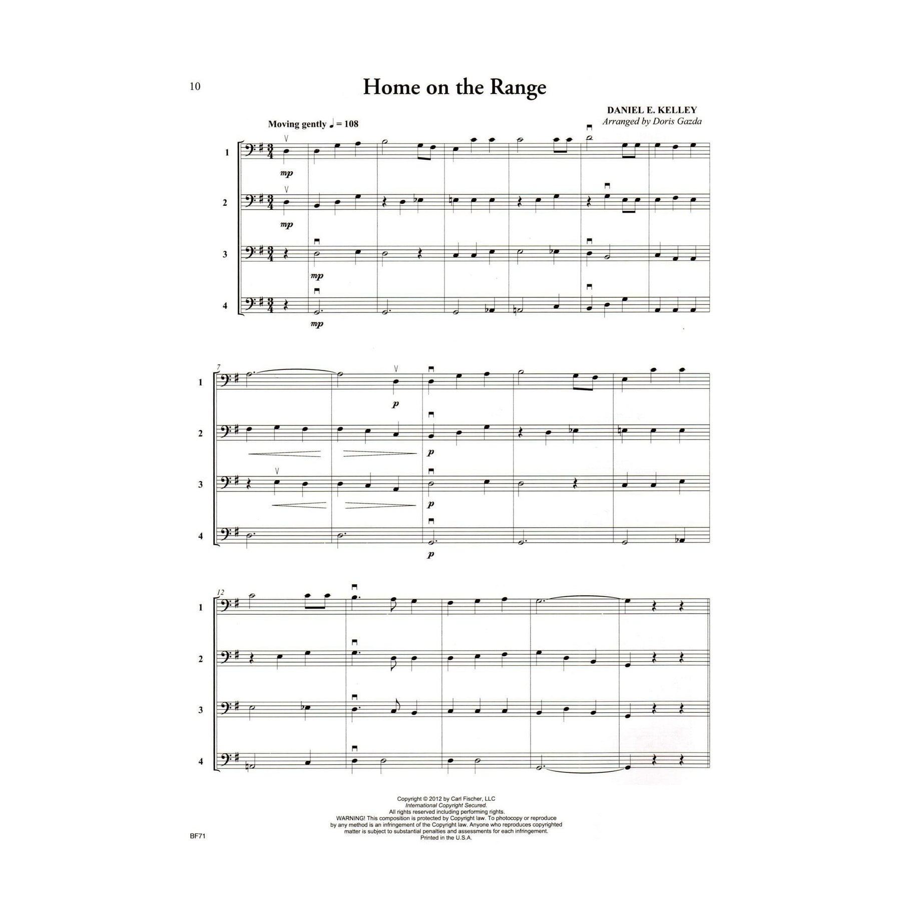 Progressive Quartets for Cello - 26 Quartets for Any Combination of Stringed Instruments - Arranged by Doris Gazda - Carl Fischer Publication