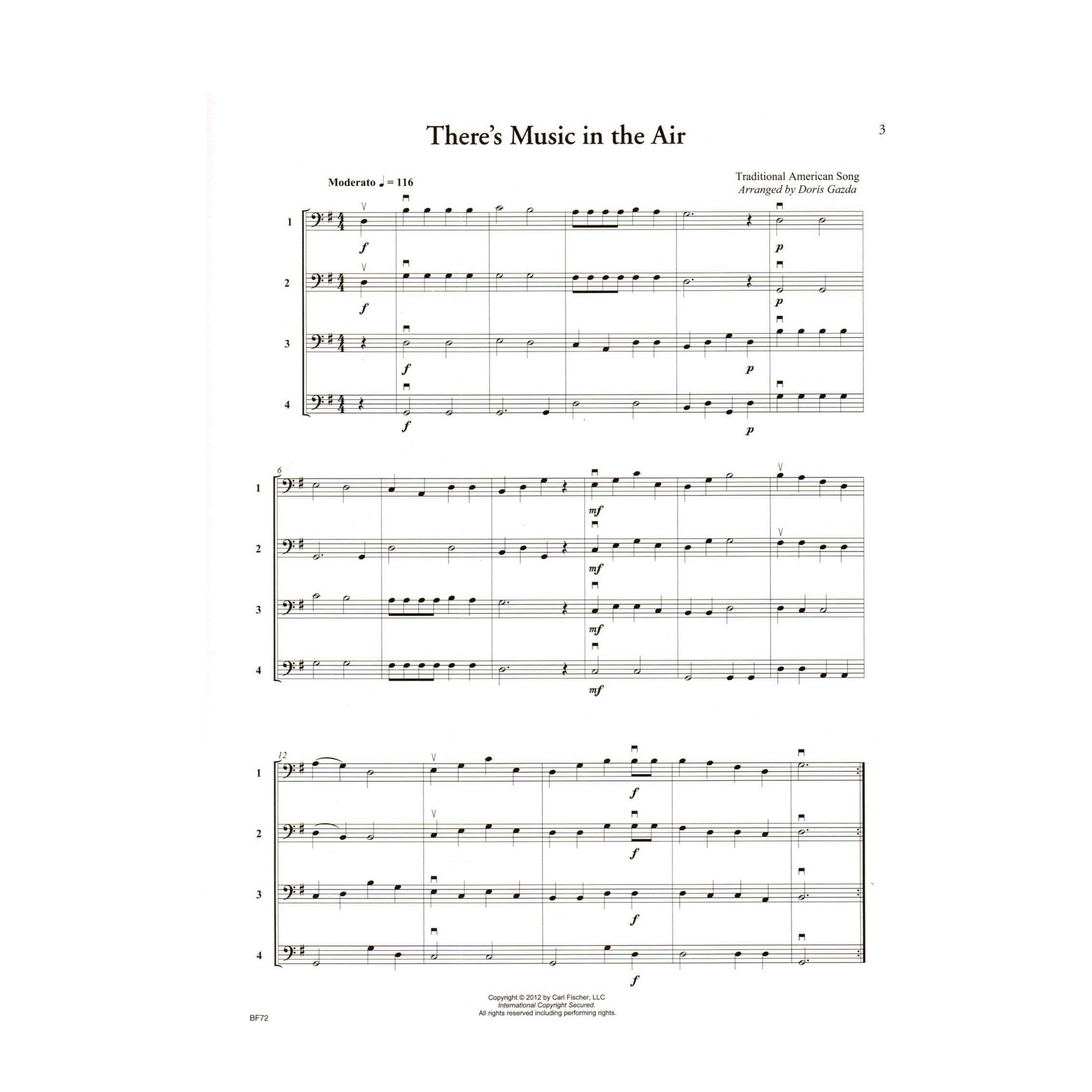 Progressive Quartets for Bass - 26 Quartets for Any Combination of Stringed Instruments - Arranged by Doris Gazda - Carl Fischer Publication