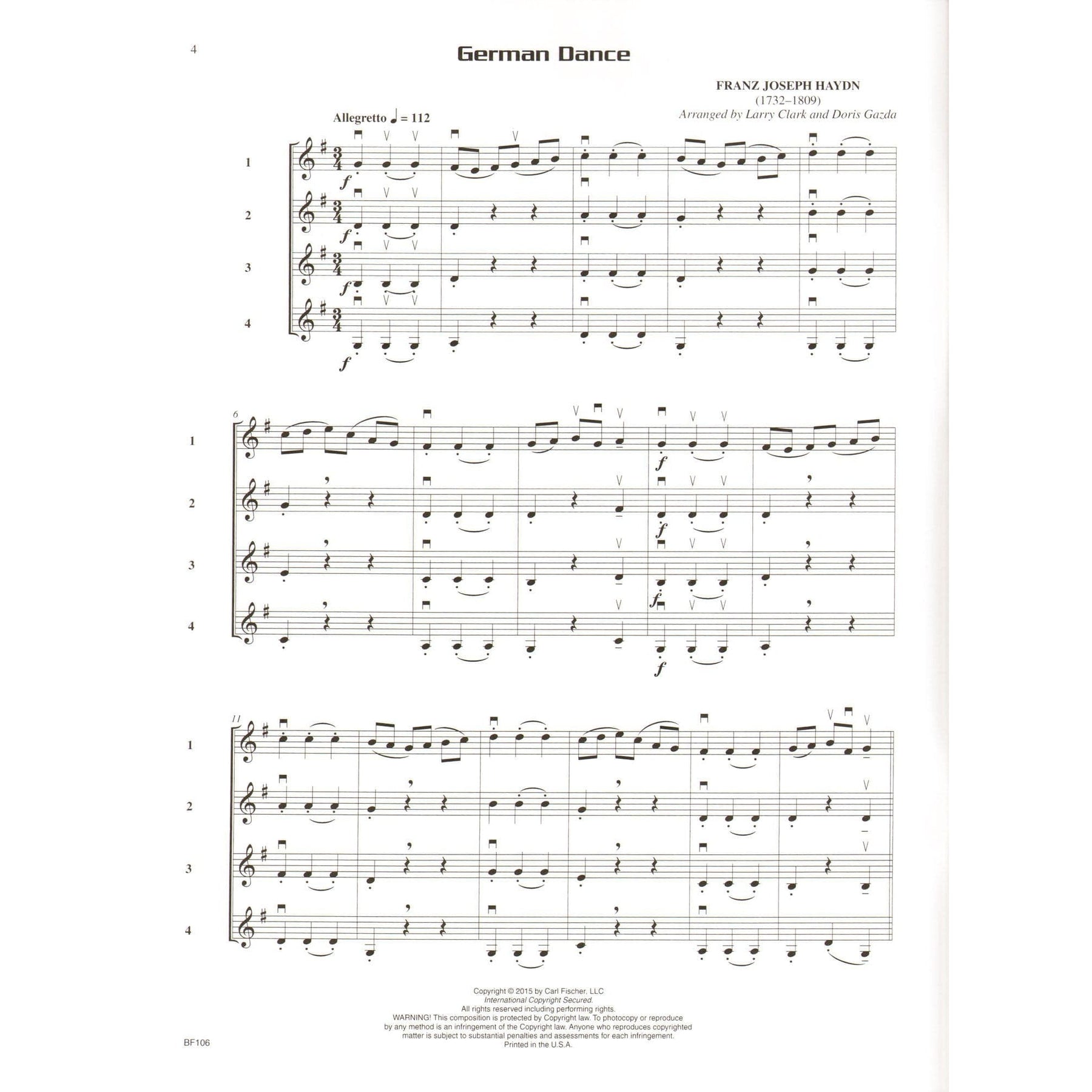 Gazda / Clark - Compatible Quartets for Strings Violin - Carl Fischer