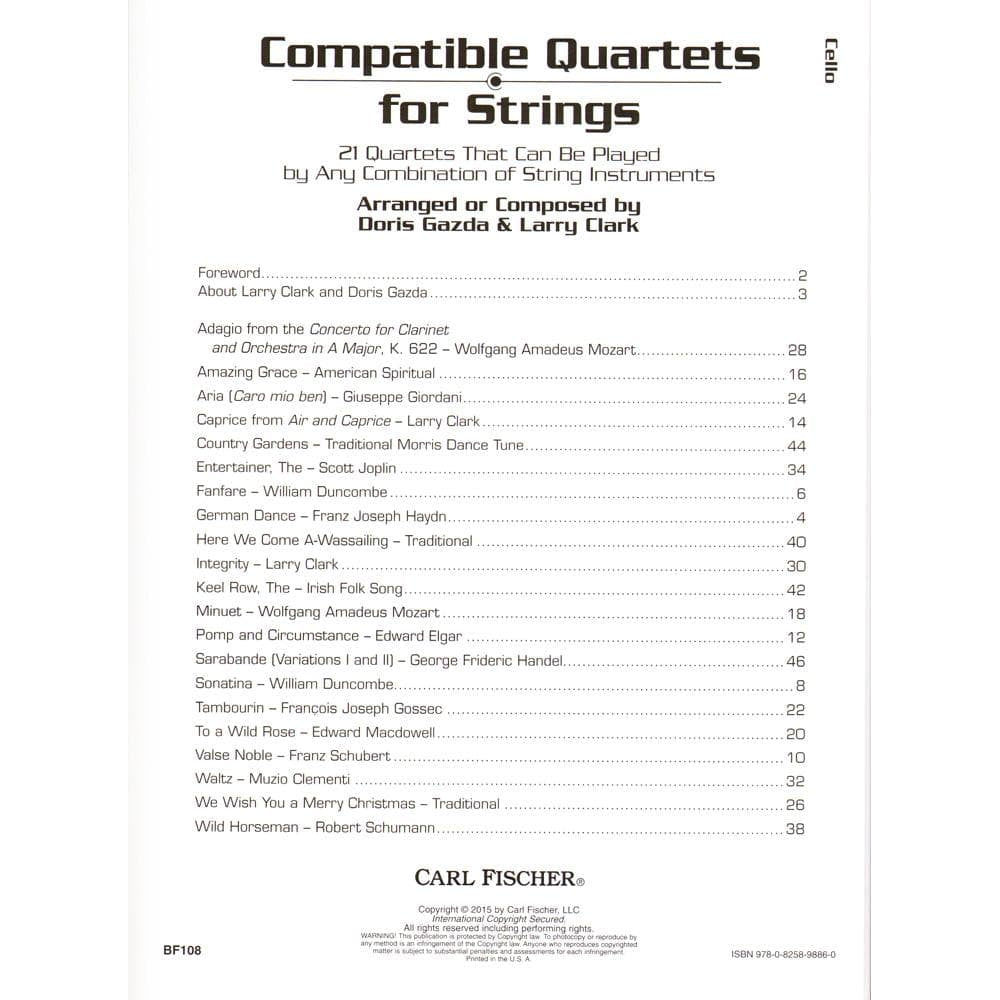 Gazda / Clark - Compatible Quartets for Strings Cello - Carl Fischer