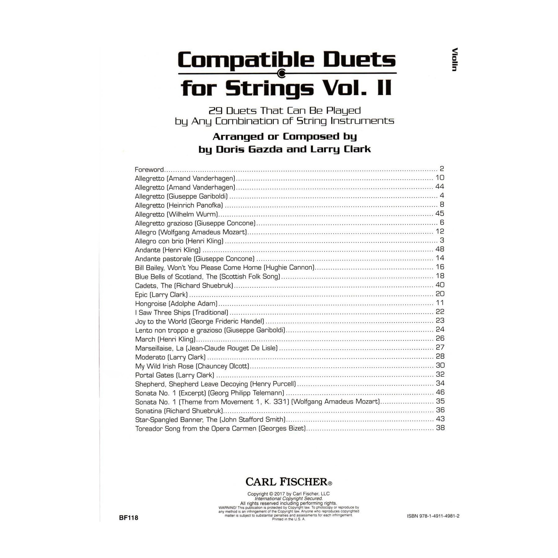 Gazda / Clark - Compatible Duets for Strings Volume II - Violin - Carl Fischer