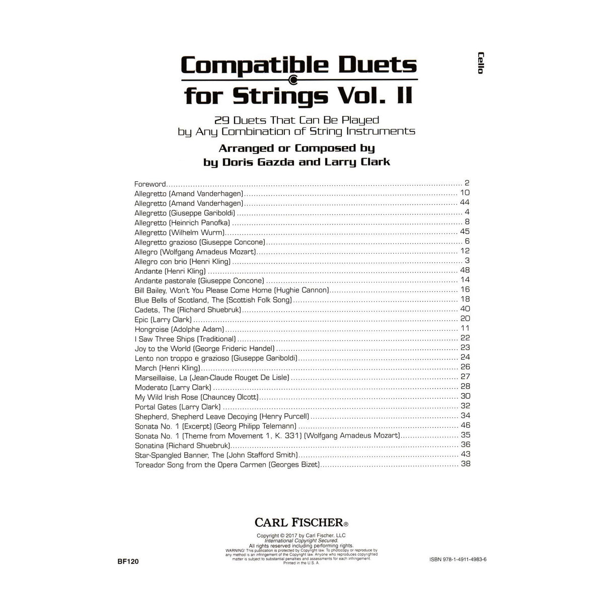 Gazda / Clark - Compatible Duets for Strings Volume II - Cello - Carl Fischer