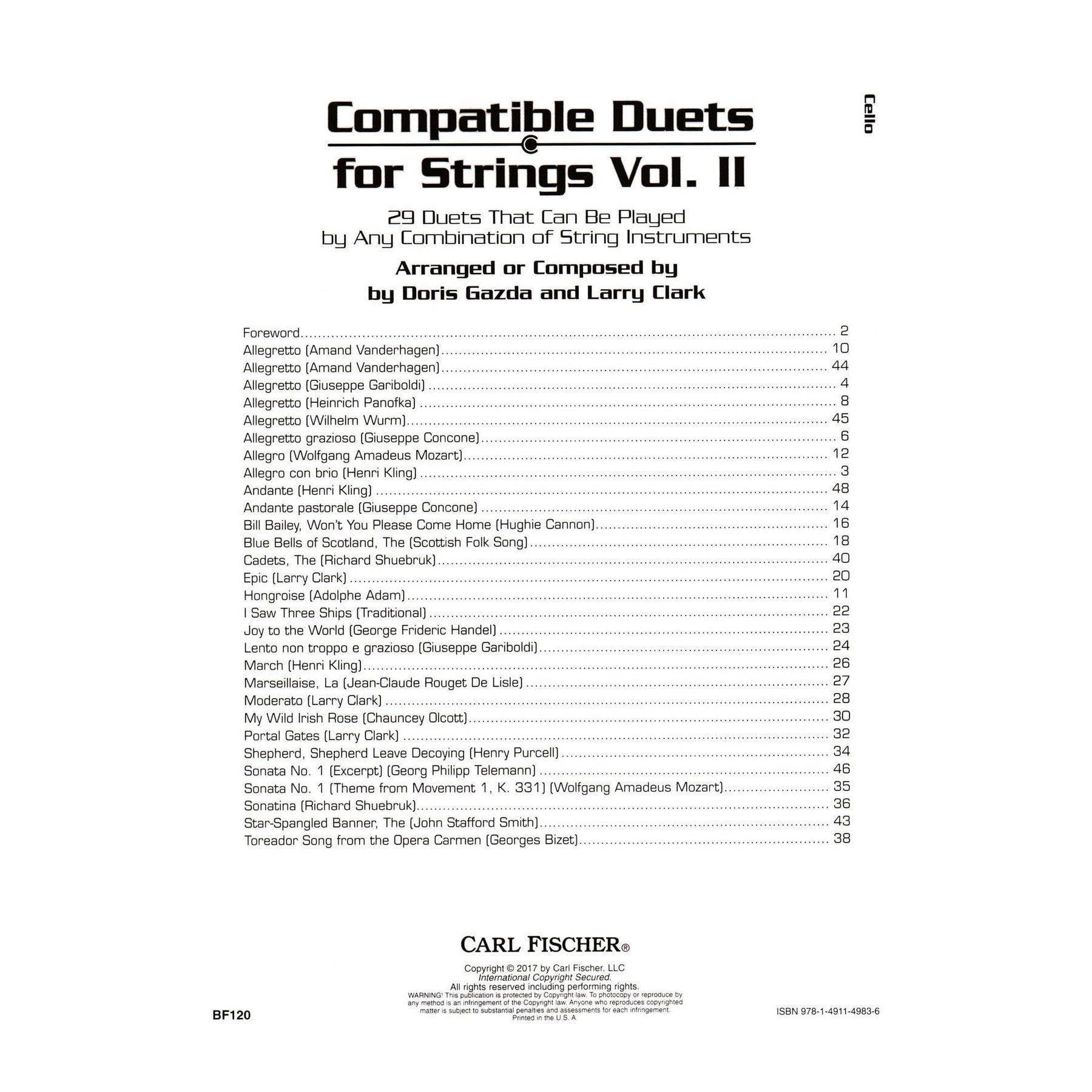 Gazda / Clark - Compatible Duets for Strings Volume II - Cello - Carl Fischer