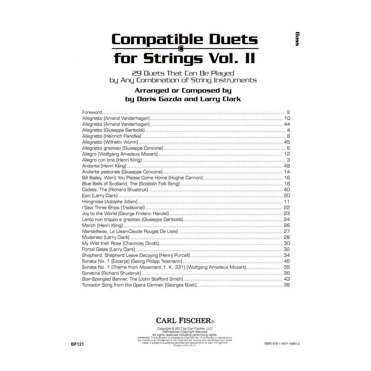 Gazda / Clark - Compatible Duets for Strings Volume II - Bass - Carl Fischer
