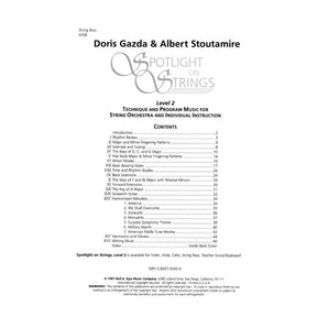 Spotlight On Strings, Level 2, Bass By Doris Gazda Edited by Albert L Stoutamire Published by Neil A Kjos Music Company