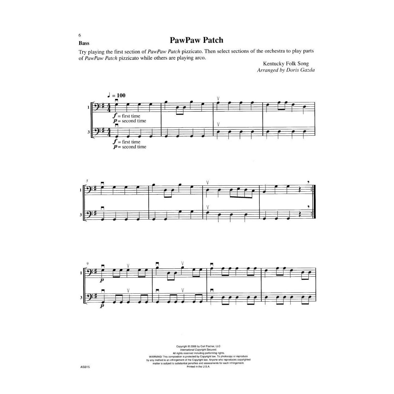 Gazda, Doris - More String Town Tunes - Double Bass - Carl Fischer Edition