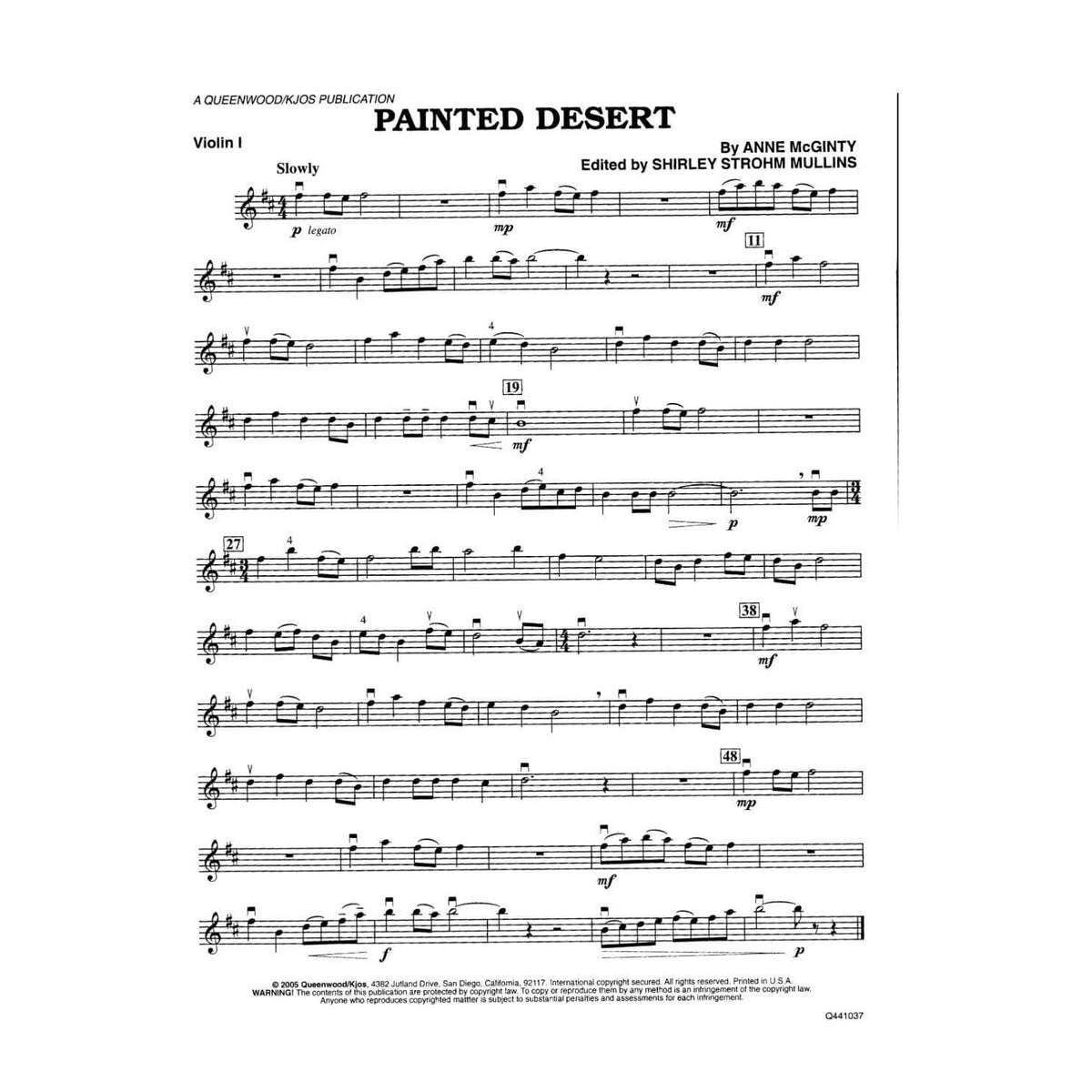 McGinty, Anne - Painted Desert - String Orchestra - Score and Parts - edited by Shirley Strohm Mullins - Queenwood Publications (Kjos)