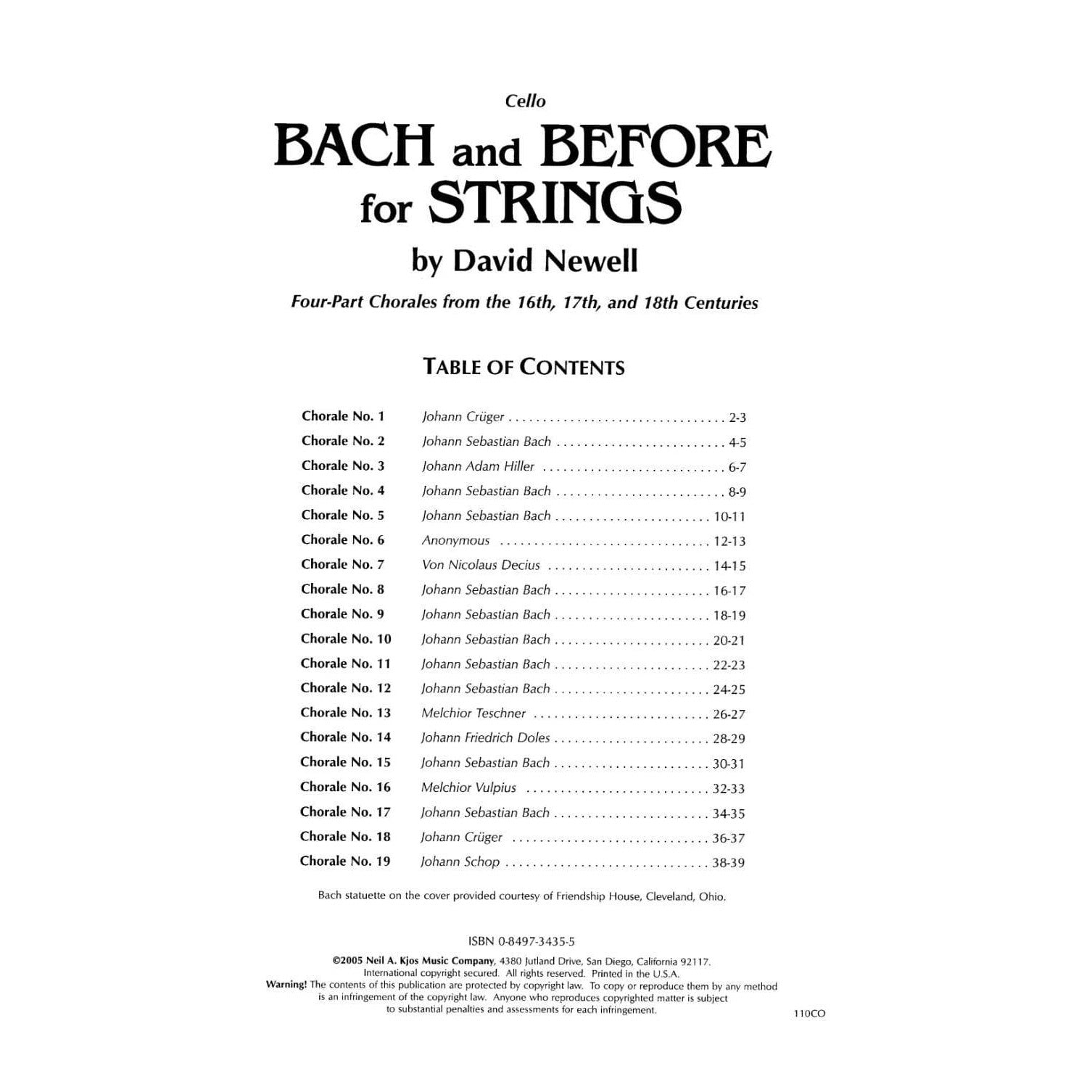 Newell, David - Bach & Before for Strings - Cello - Neil A Kjos Music Co