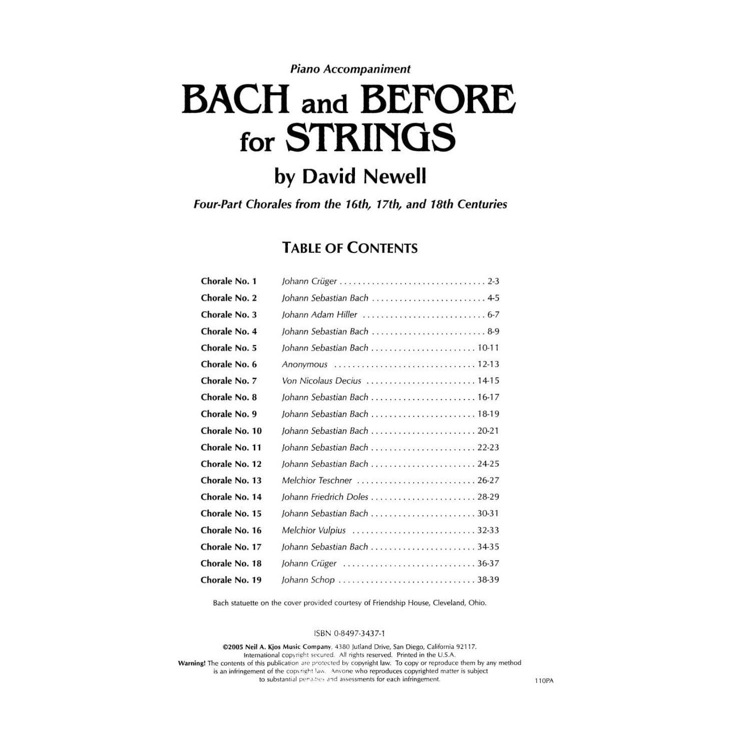 Newell, David - Bach & Before for Strings - Piano Accompaniment - Neil A Kjos Music Co