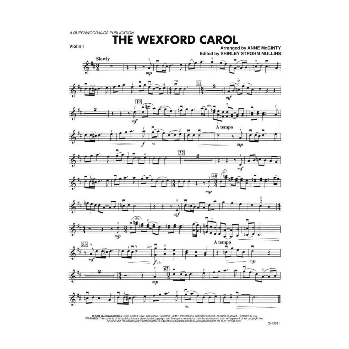 McGinty, Anne - The Wexford Carol - String Orchestra - Score and Parts - Queenwood Music (Kjos)