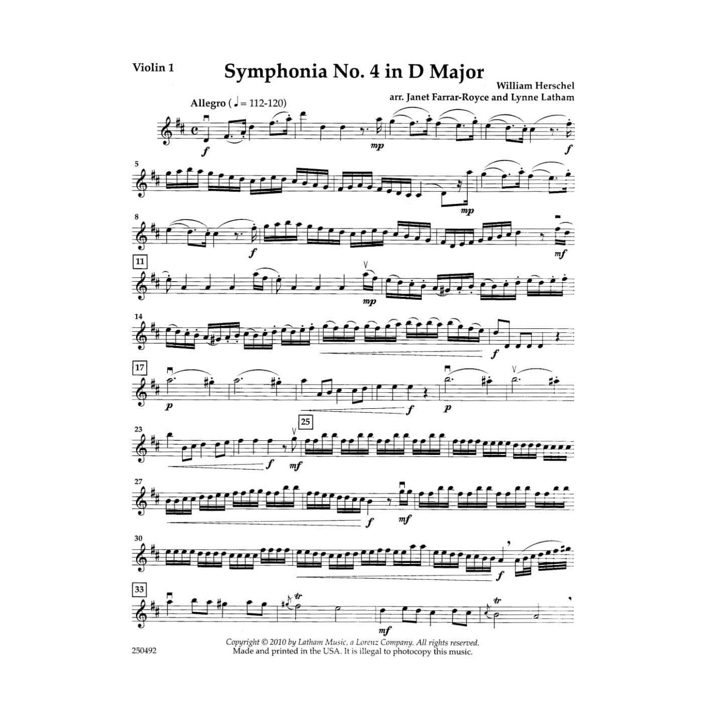 Herschel-Symphonia No 4 D Major String Orchestra