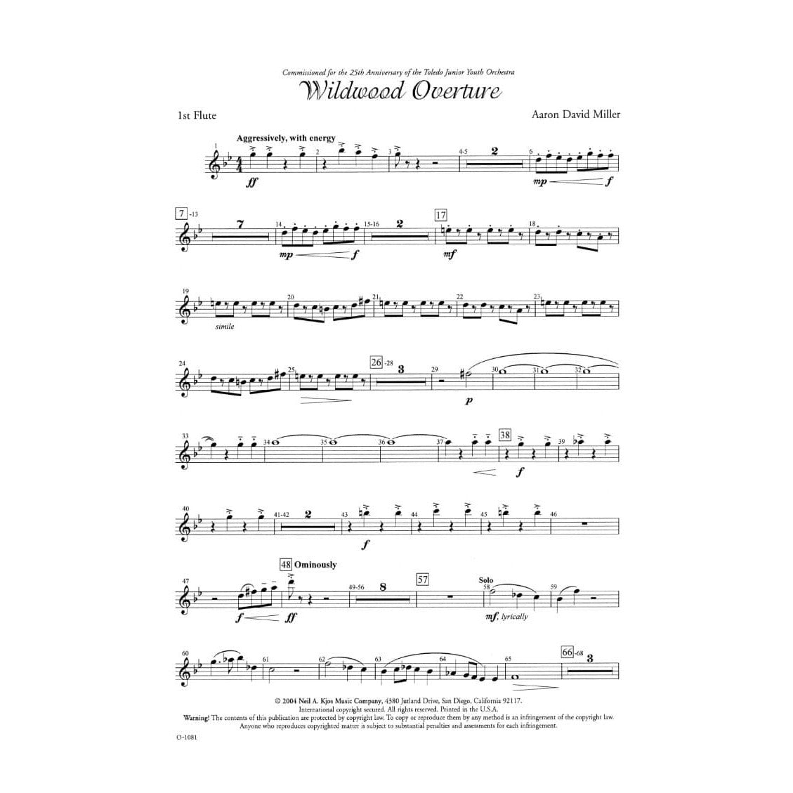 Miller, Aaron David - Wildwood Overture - Full Orchestra - Score and Parts - Kjos Music Co