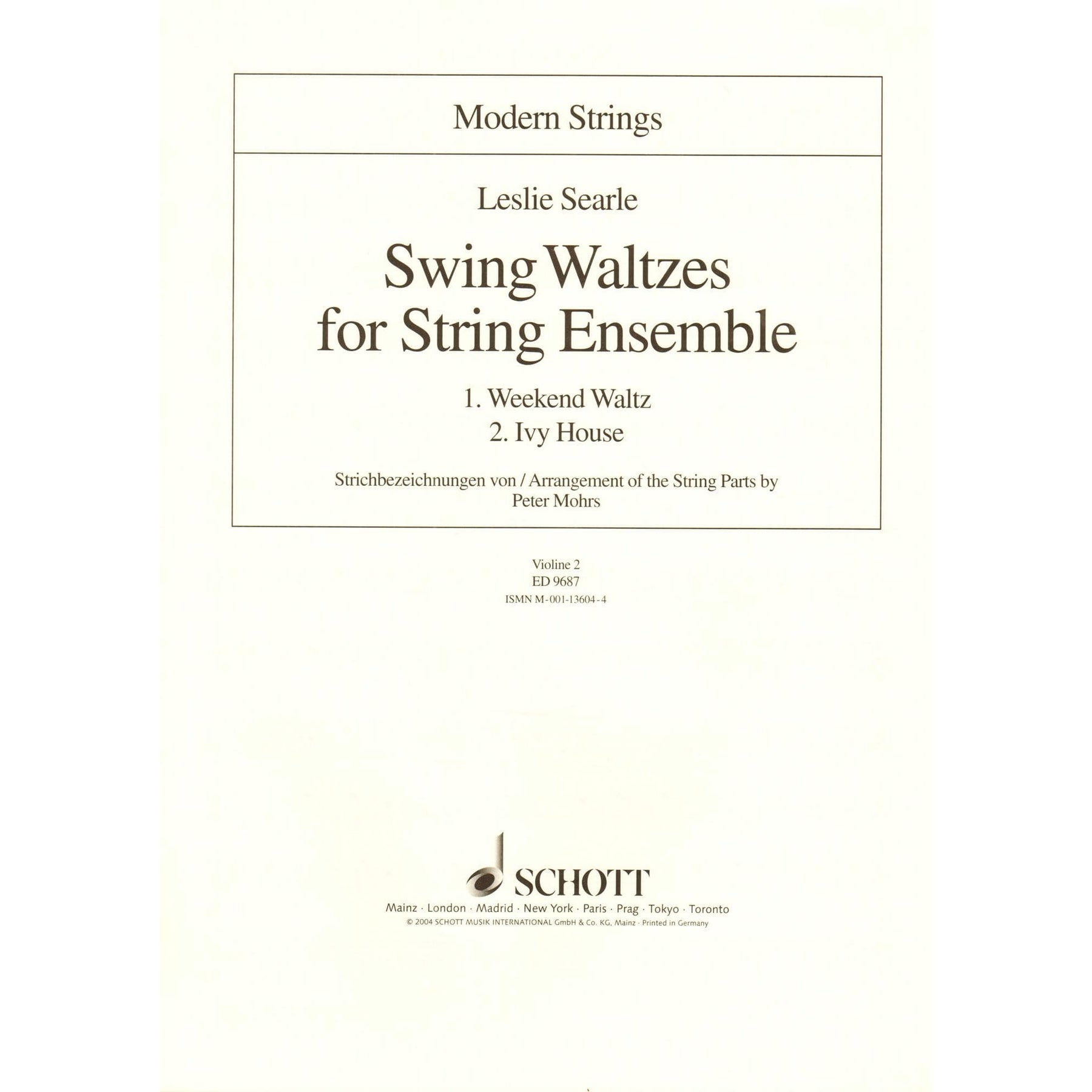 Searle, Leslie - Swing Waltzes for String Ensemble Score and Parts Published by Schott Music