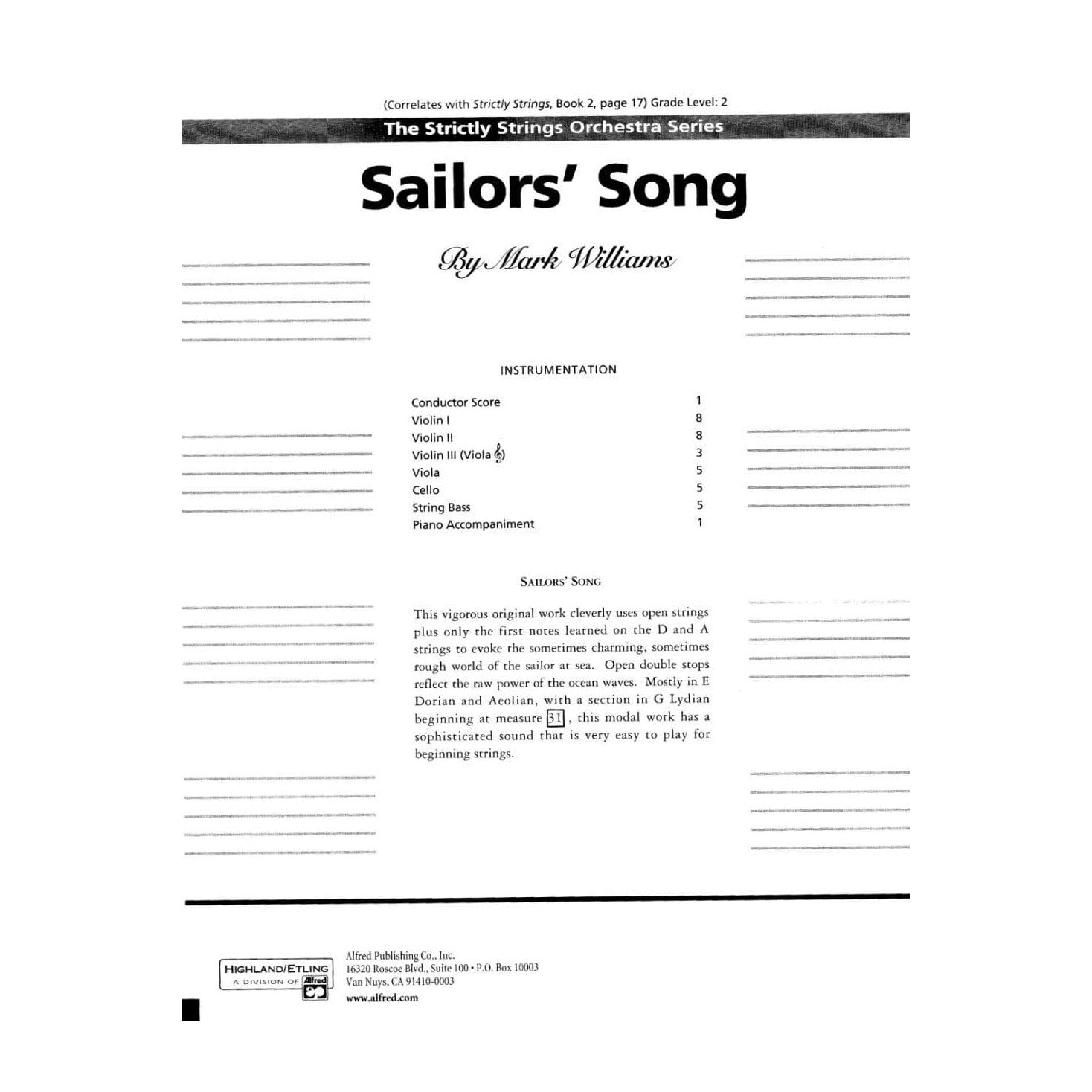 Williams-Sailor's Song Score and Parts