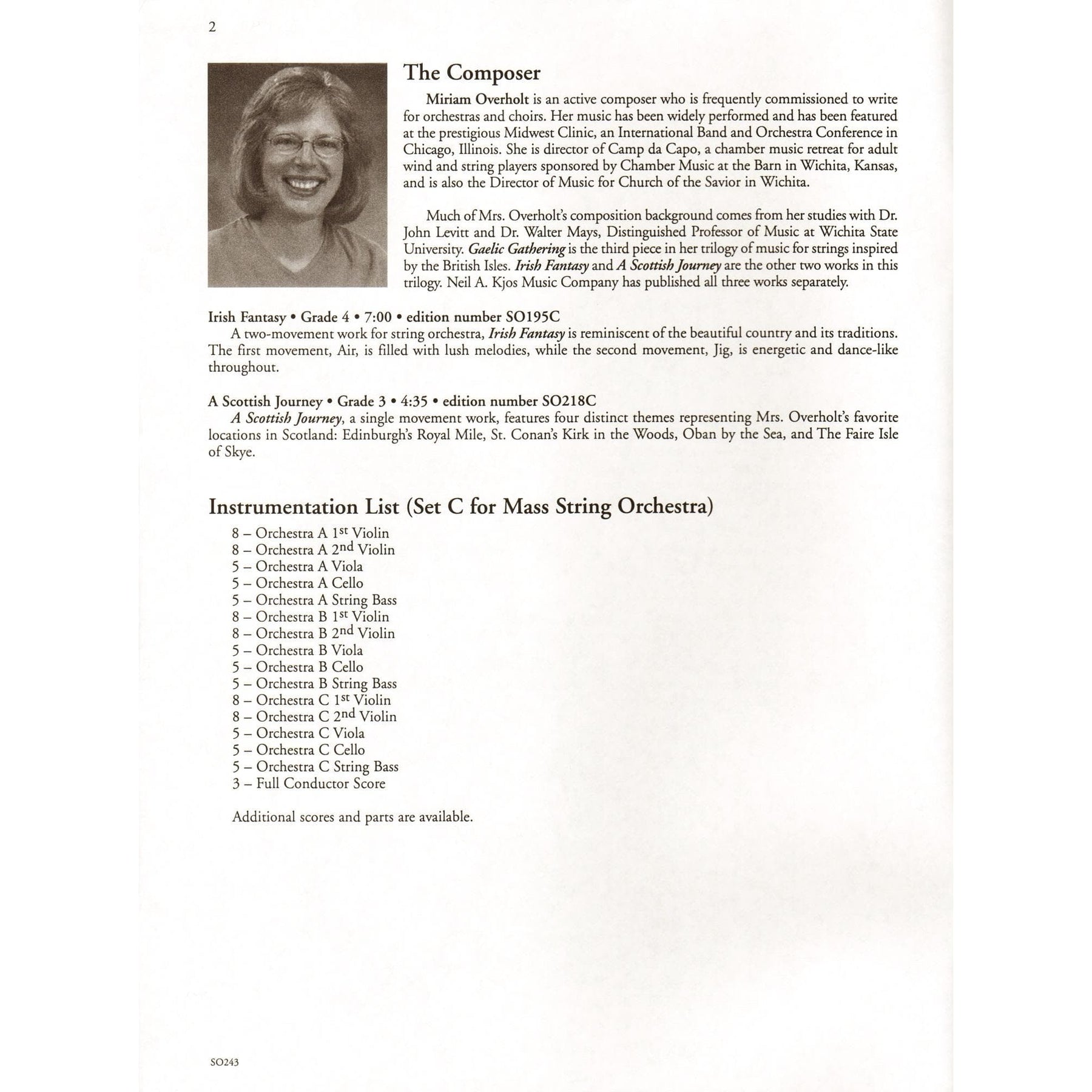 Overholt, Miriam - Gaelic Gathering For String Orchestra Published by Neil A Kjos Music Company