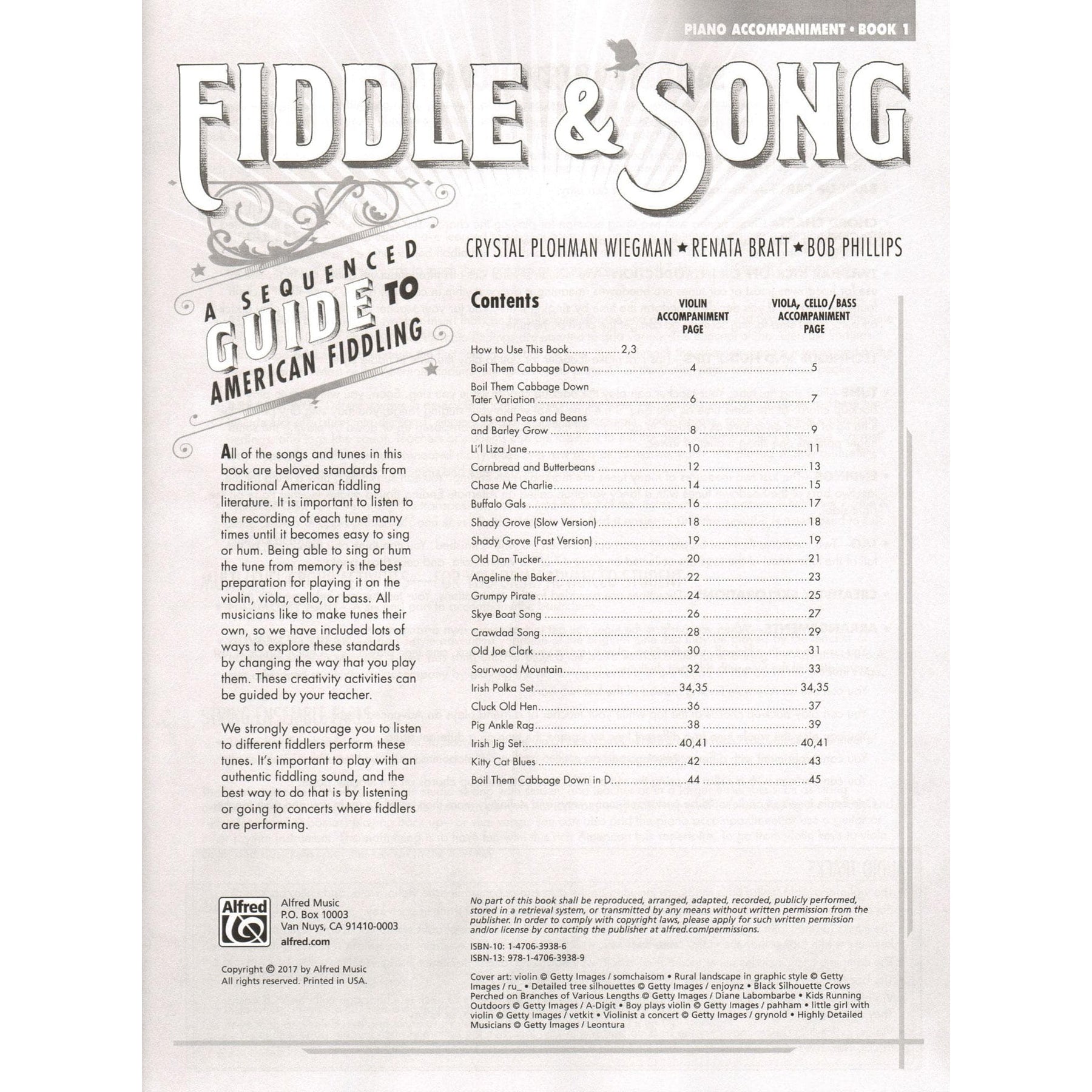 Fiddle & Song - A Sequenced Guide to American Fiddling - by Wiegman, Bratt, and Phillips - Piano Accompaniment Book 1 - Alfred Publishing