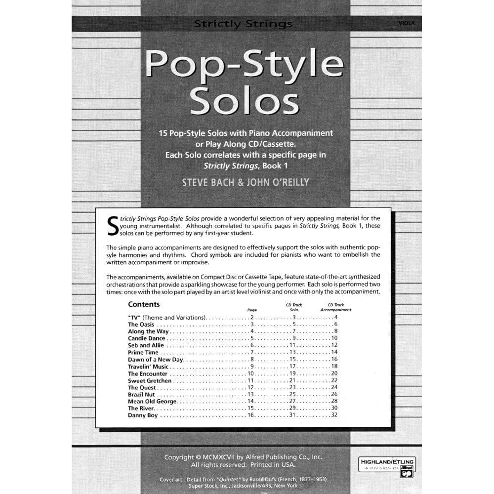 O'Reilly, John - Pop-Style Solos, Viola Book Published by Neil A Kjos Music Company