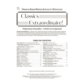 Classics Extraordinaire! - by Deborah Baker Monday & Janice L. McAllister - for Cello - Neil A Kjos Music Company