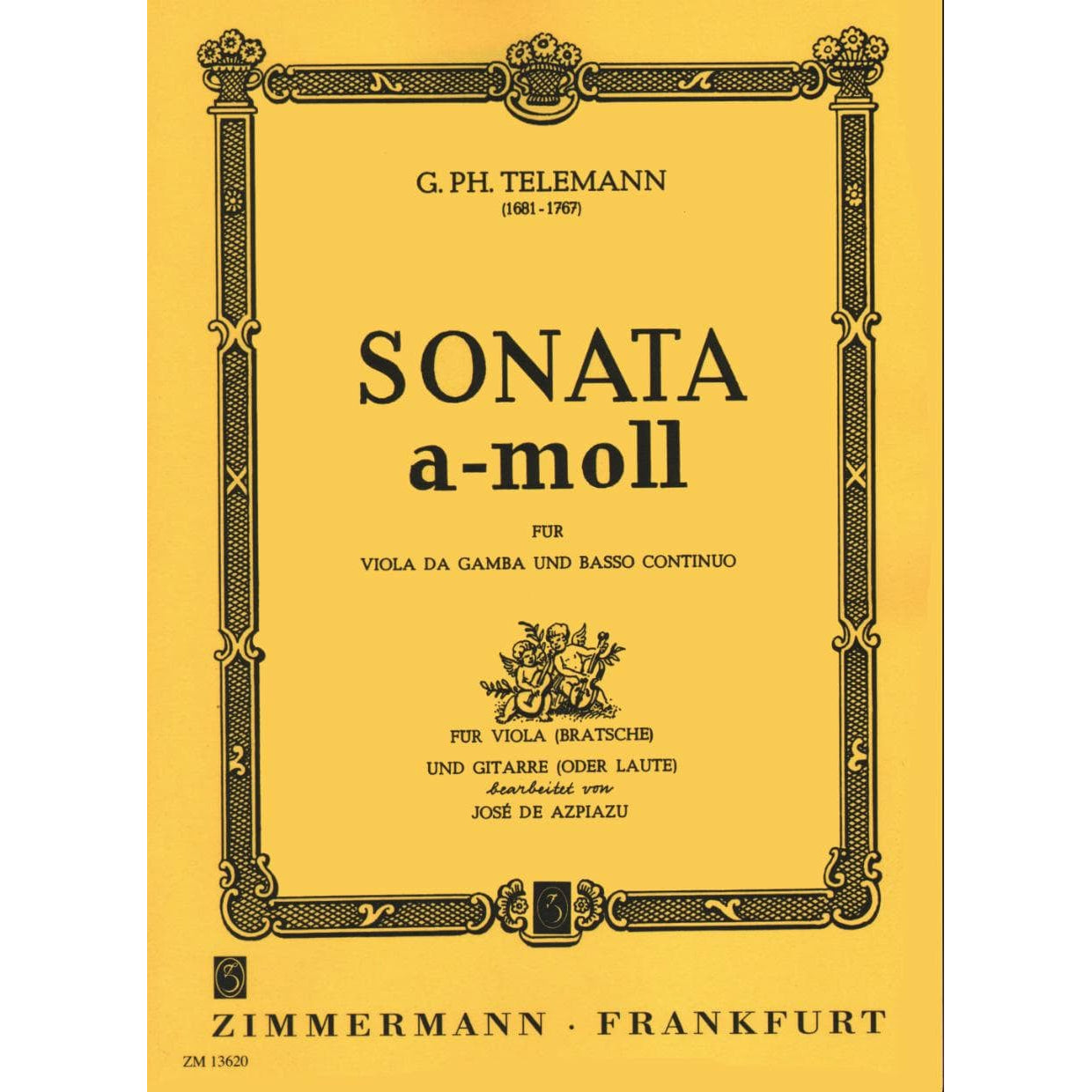 Telemann, Georg Philipp - Sonata in a minor For Viola and Guitar Published by Zimmermann Frankfurt