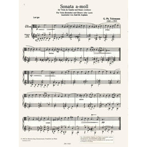 Telemann, Georg Philipp - Sonata in a minor For Viola and Guitar Published by Zimmermann Frankfurt