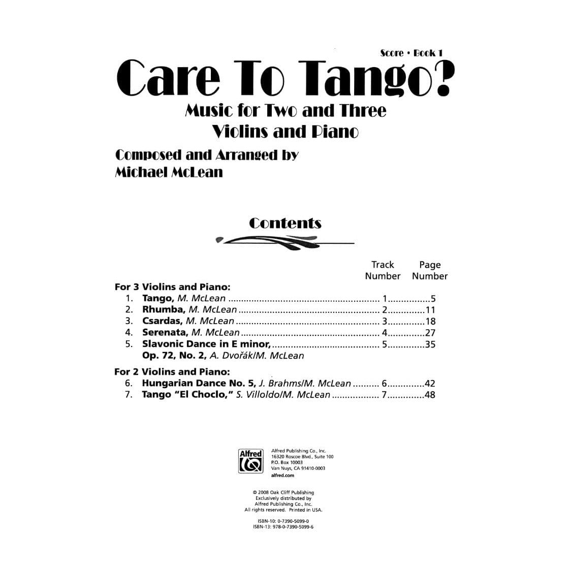 McLean, Michael - Care to Tango? Book 1 - for Two or Three Violins and Piano - Book/CD - Alfred
