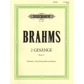 Brahms, Johannes - 2 Songs Op 91 for Voice, Viola/Cello and Piano - Edited by Lunn - Peters Edition