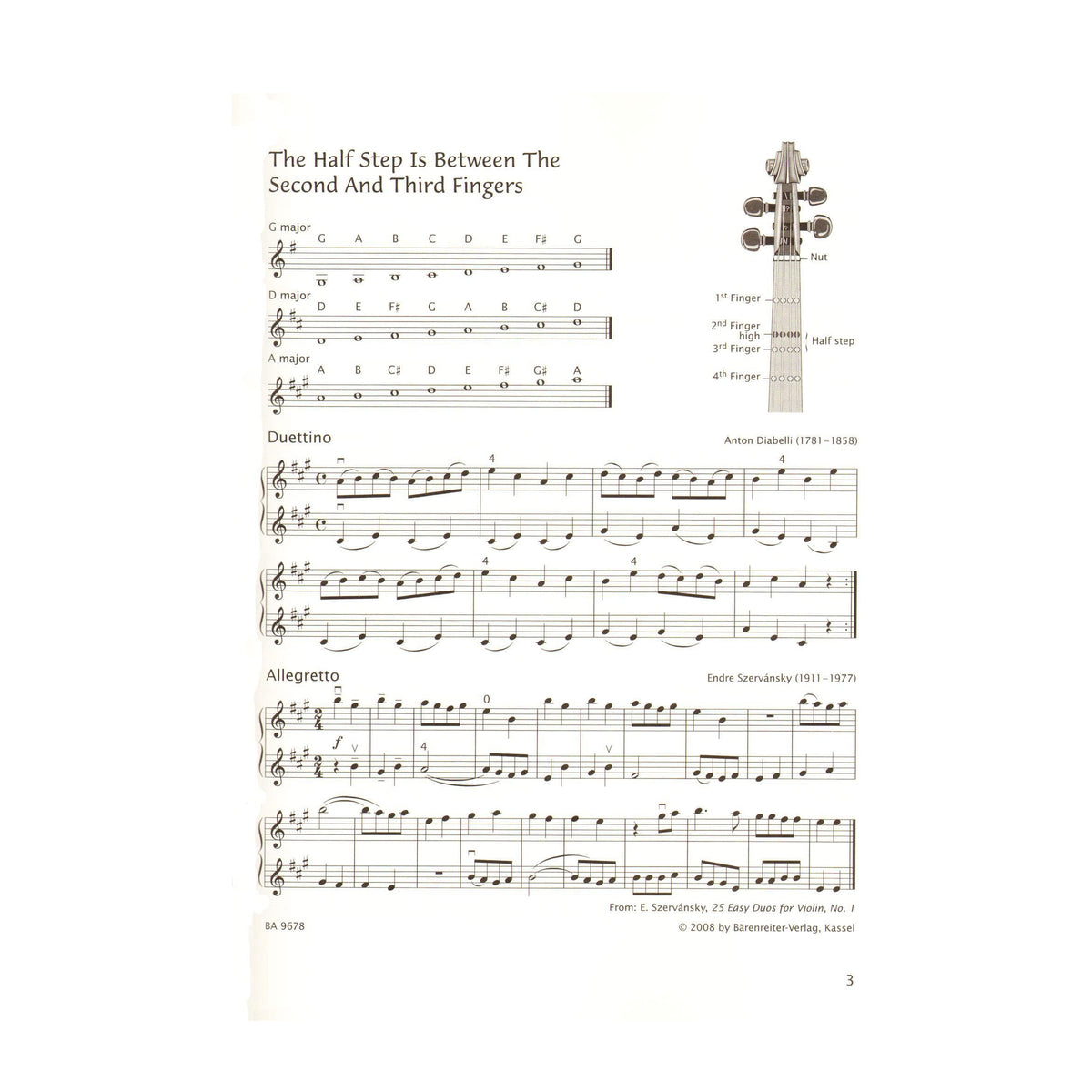 Sassmannshaus, Kurt - Early Start on the Violin Book 3. Published by Baerenreiter Verlag.