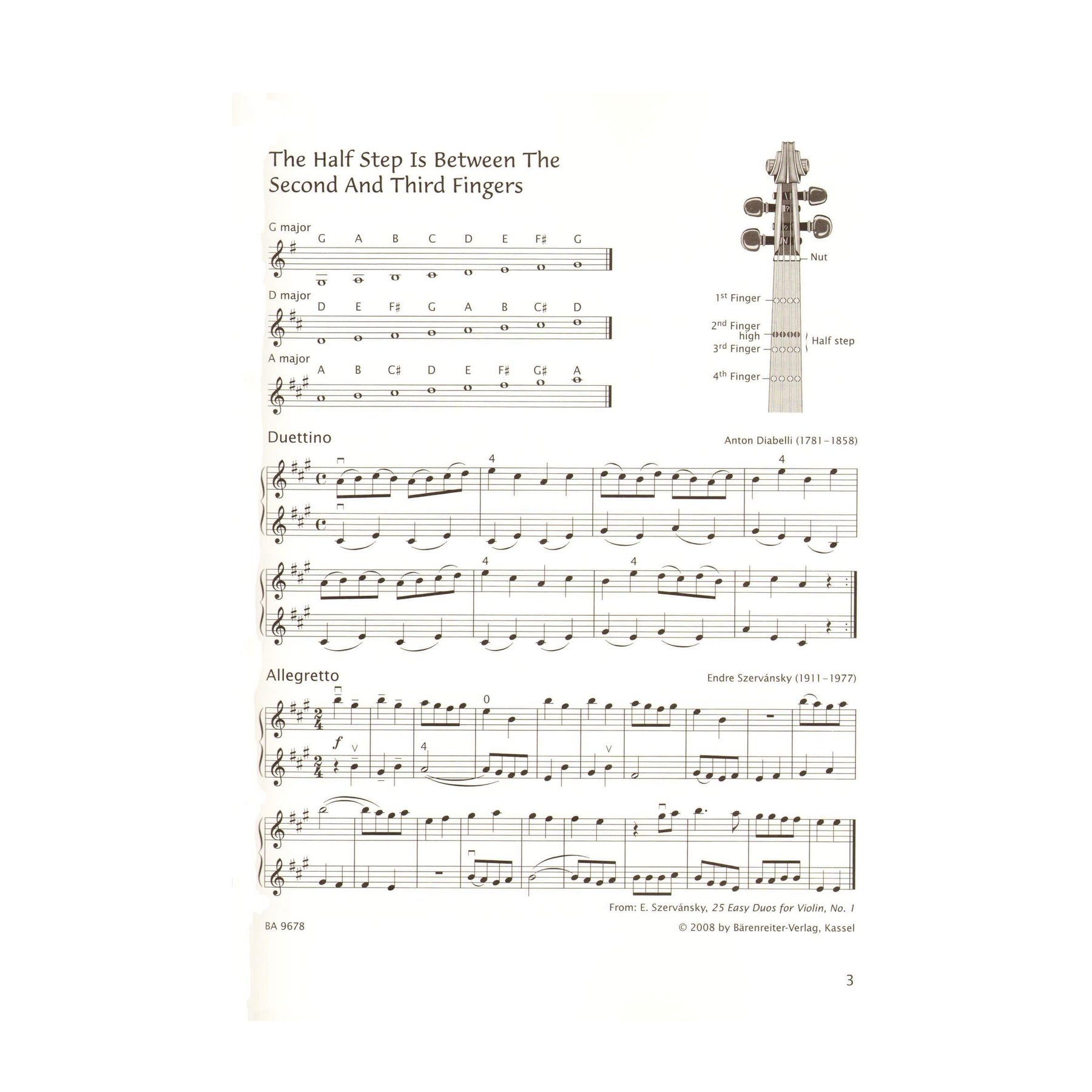 Sassmannshaus, Kurt - Early Start on the Violin Book 3. Published by Baerenreiter Verlag.