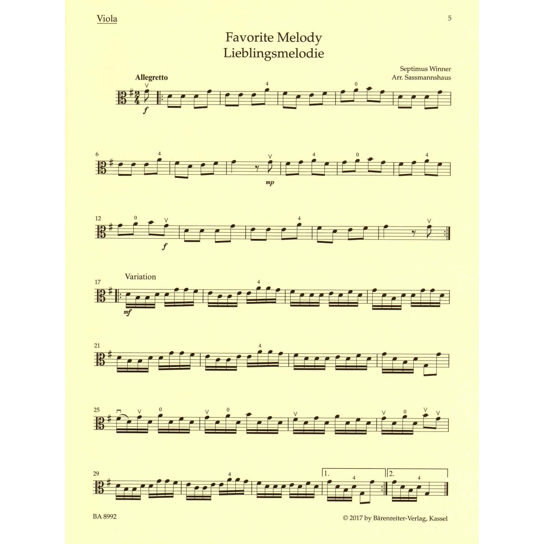 Sassmannshaus Viola Recital Album Volume 3
