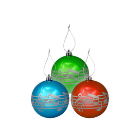 Music Note Ornaments - 3 Pack of Christmas Tree Bulbs