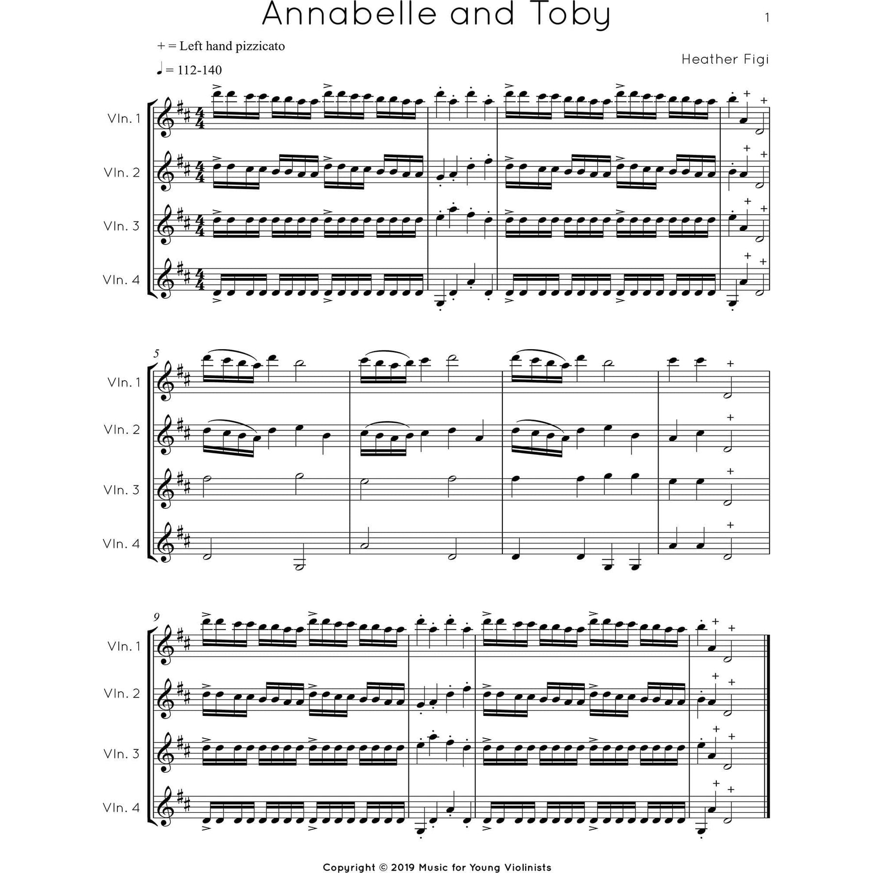Figi, Heather - Music for Four Violins, Volume 1  - Digital Download
