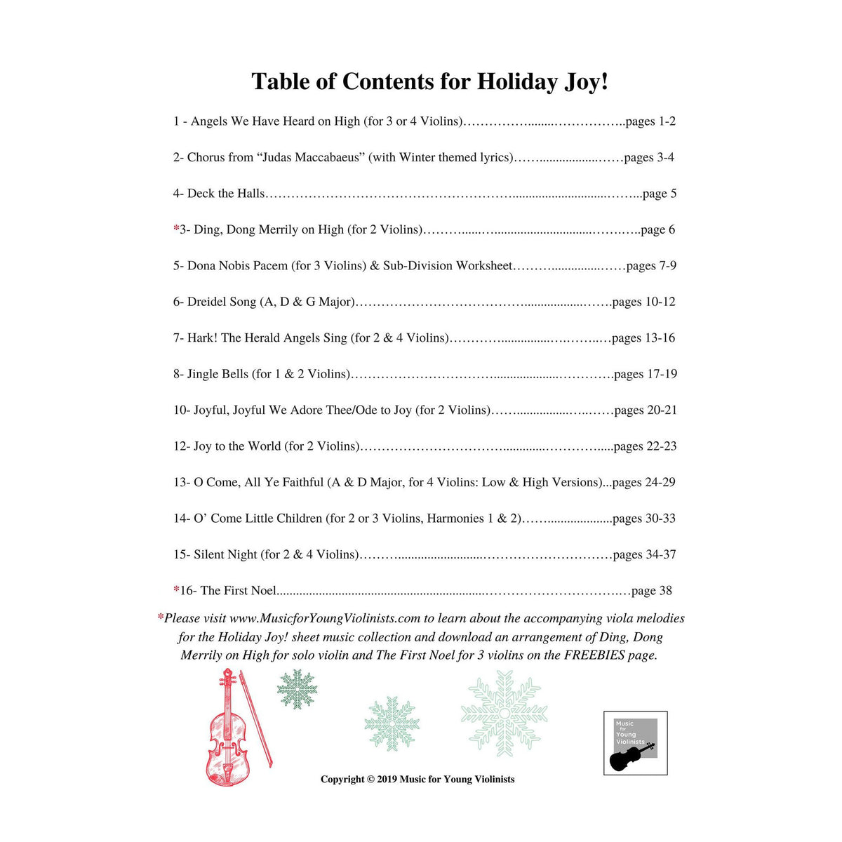 Figi, Heather - Holiday Joy! - Holiday songs for 1-4 Violins  - Digital Download