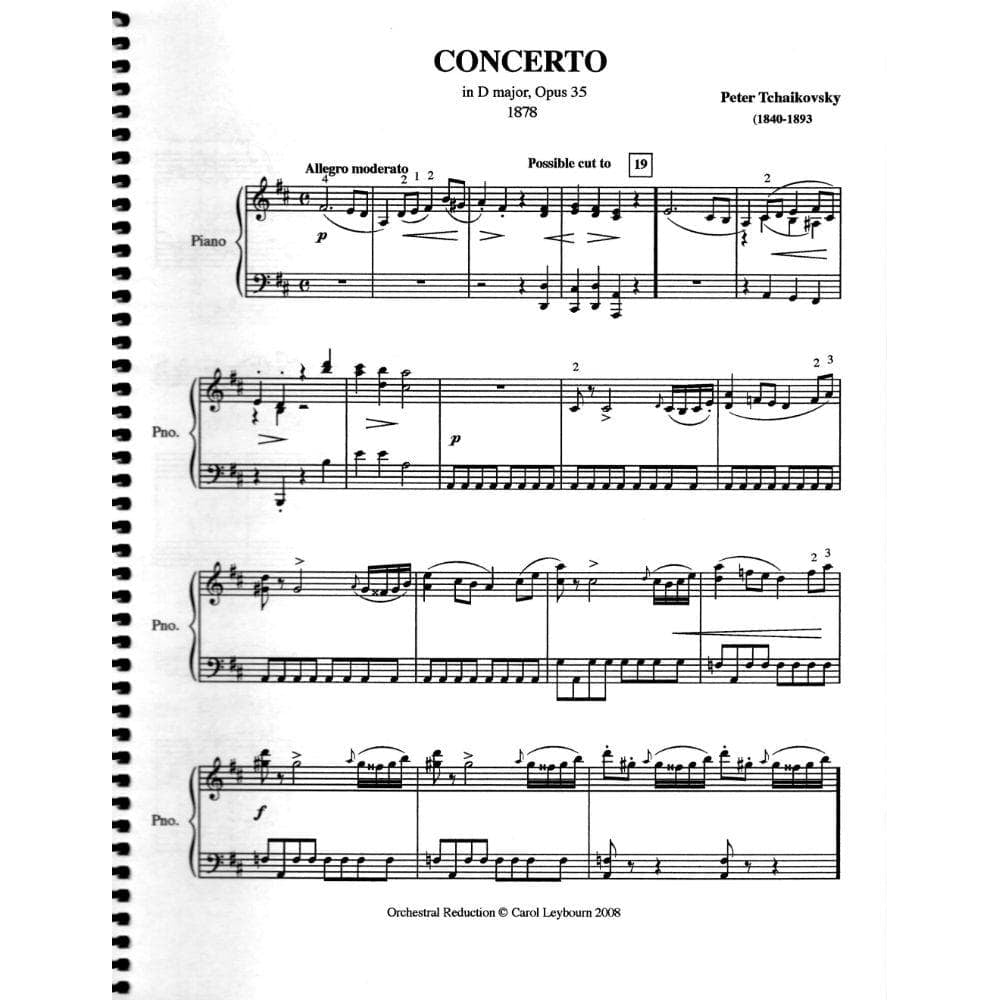 Tchaikovsky, Pyotr Ilyich - Violin Concerto in D Major, Op 35 - PIANO ACCOMPANIMENT ONLY - arranged by Carol Leybourn - Frustrated Accompanist Edition