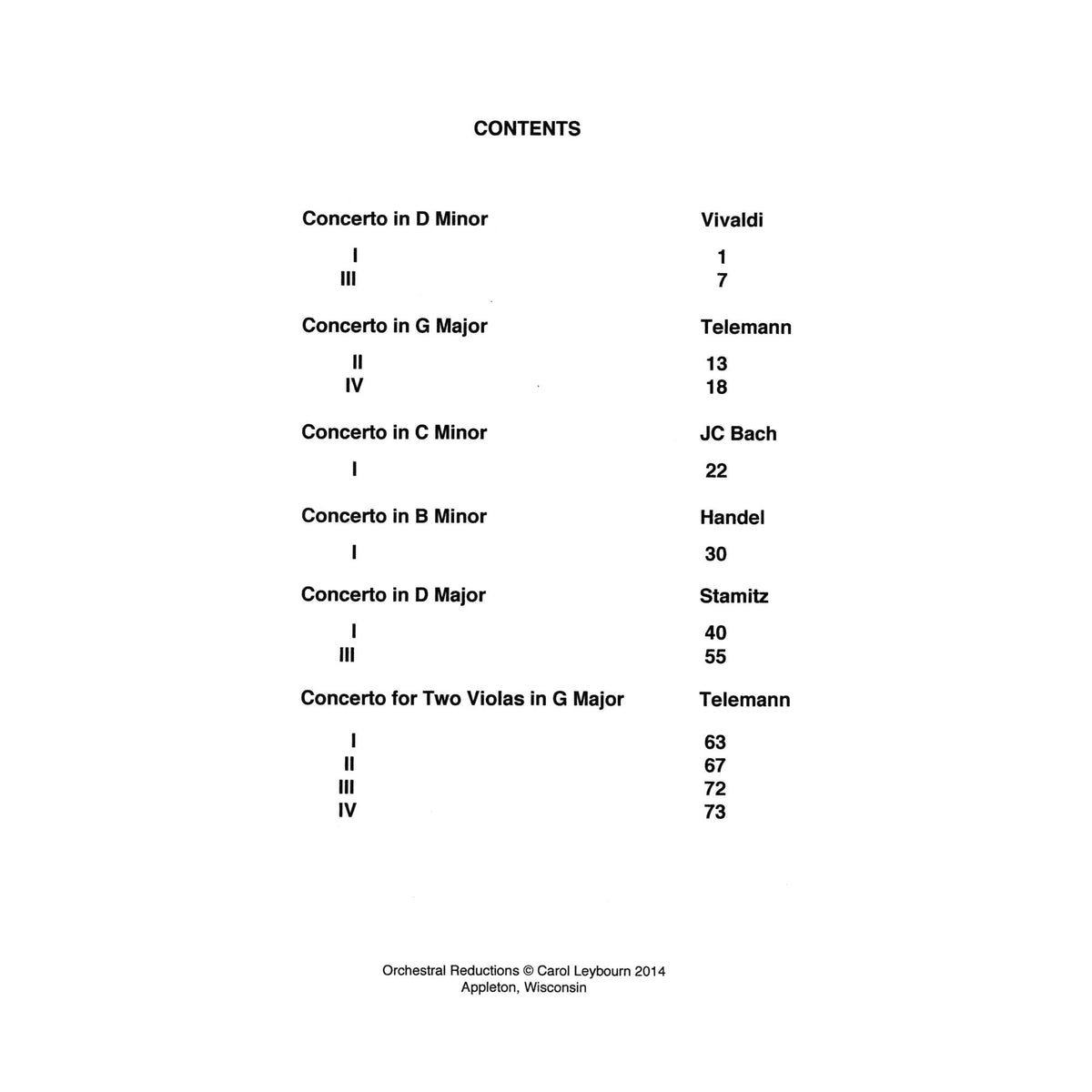 Viola Concertos (Volume 1) - Vivaldi, J.C. Bach, Telemann, Handel, Stamitz - PIANO ACCOMPANIMENT ONLY - arranged by Carol Leybourn - Frustrated Accompanist Edition