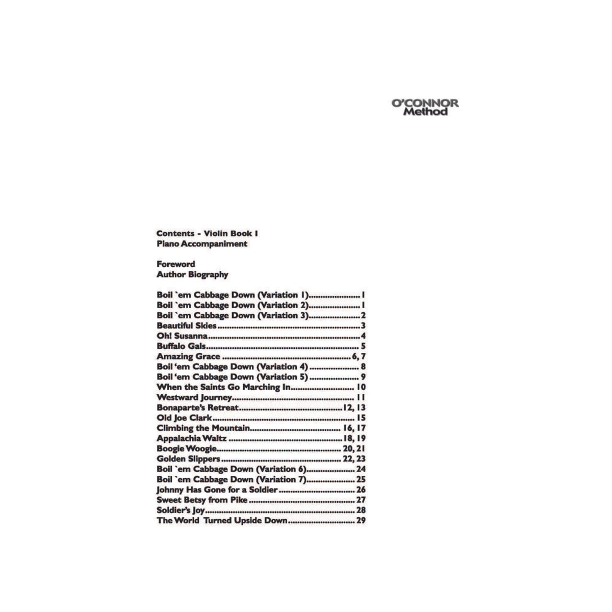 O'Connor Violin Method Book I - Piano Accompaniment - Digital Download