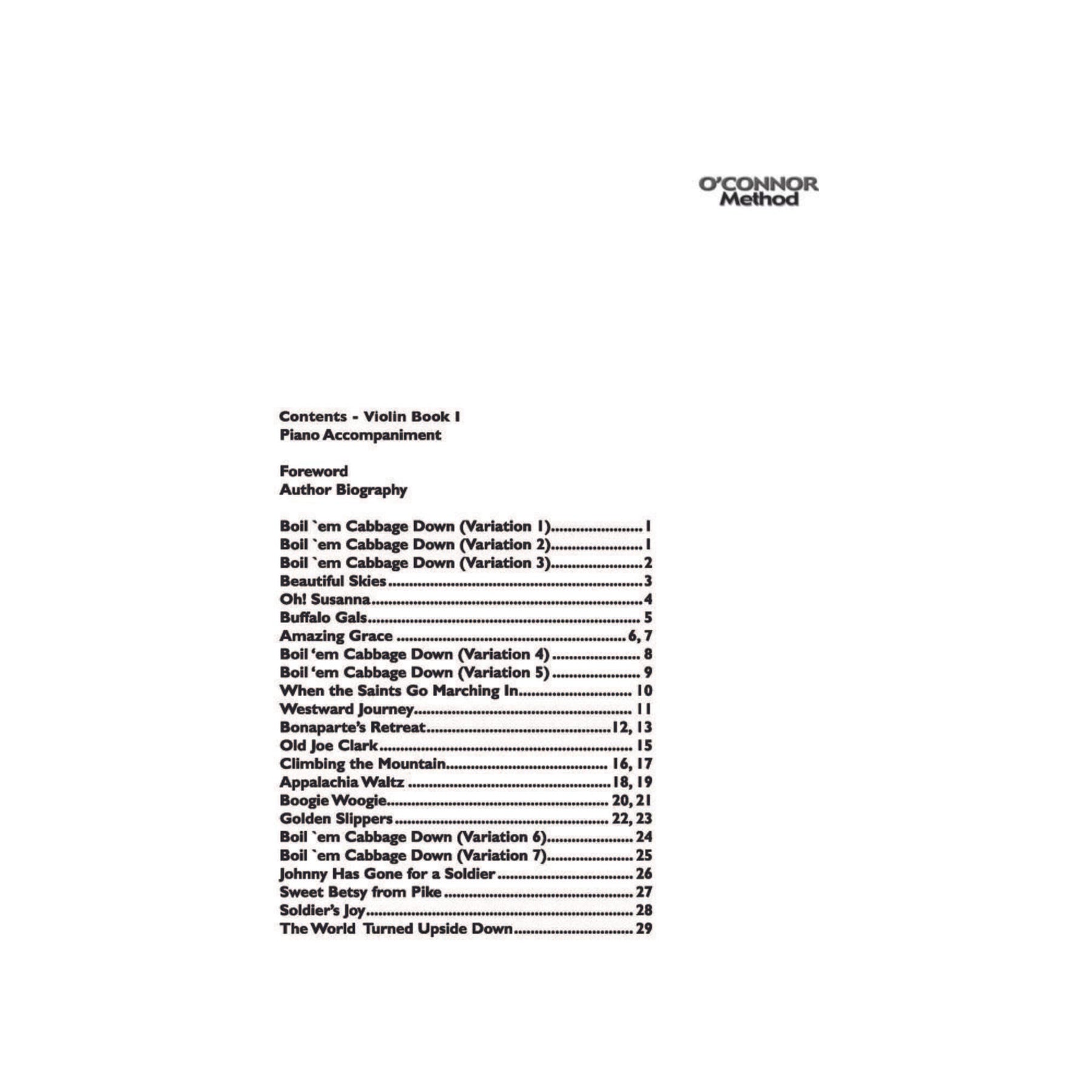 O'Connor Violin Method Book I - Piano Accompaniment - Digital Download
