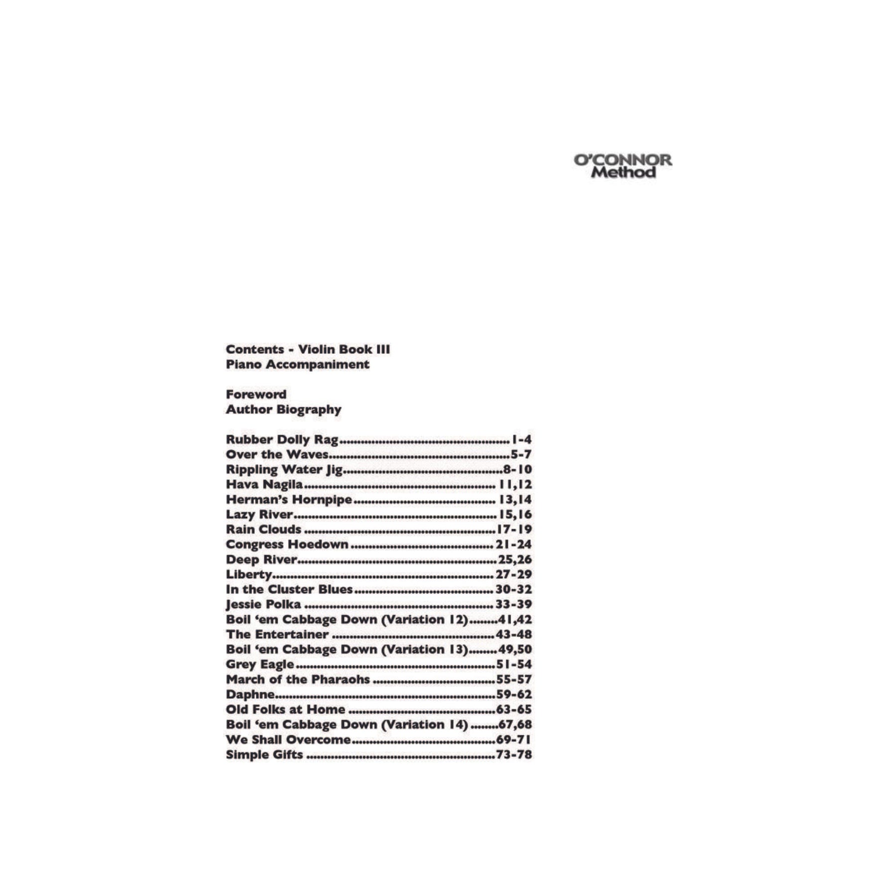 O'Connor Violin Method III - Piano Accompaniment - Digital Download