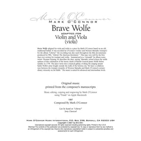 O'Connor, Mark - Brave Wolfe for Violin and Viola - Viola - Digital Download