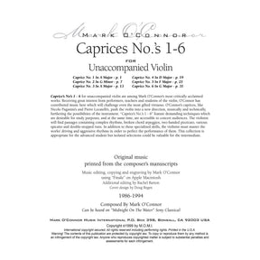 O'Connor, Mark - Caprices No.'s 1-6 for Unaccompanied Violin - Digital Download
