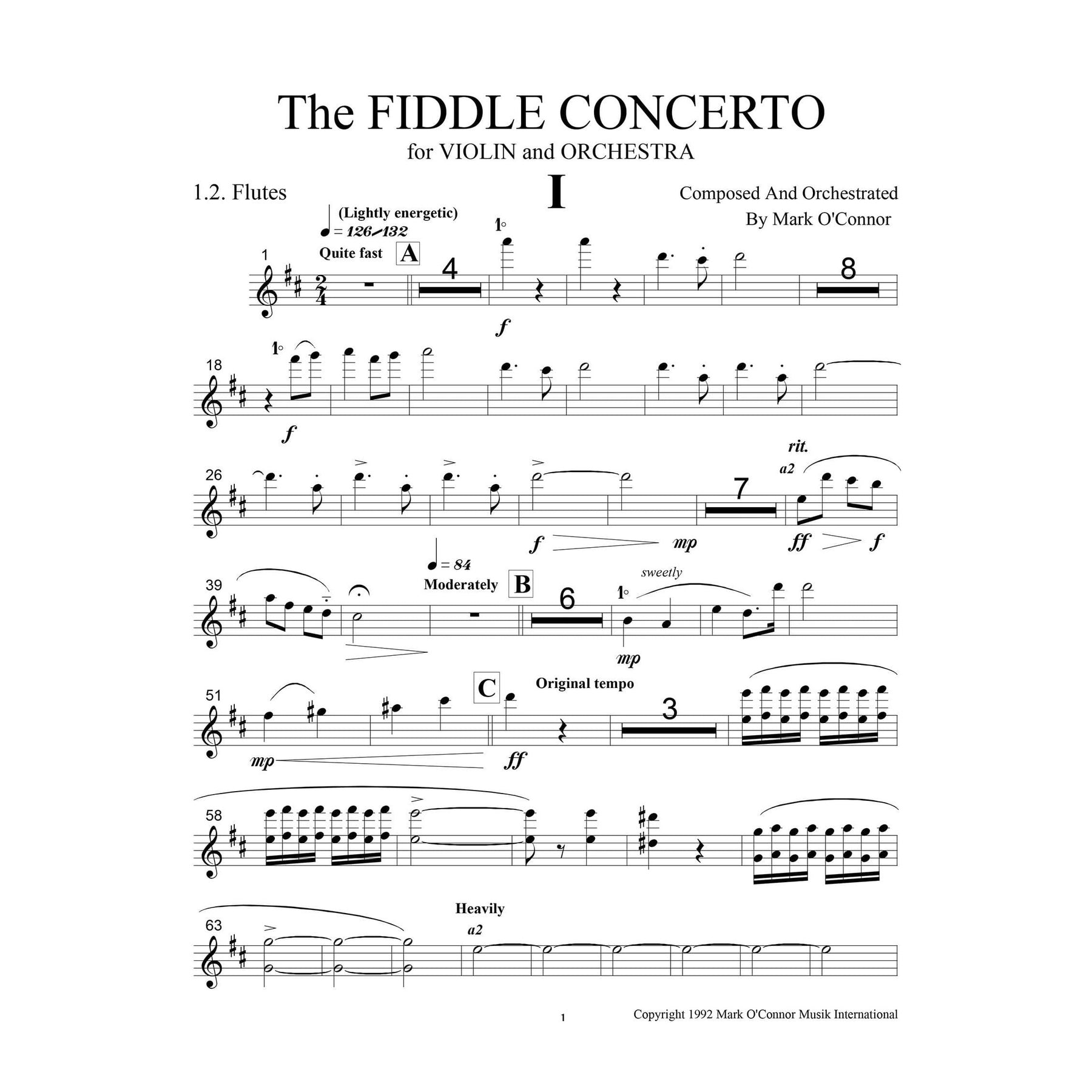 O'Connor, Mark - The FIDDLE CONCERTO for Violin and Orchestra - Wind Parts - Digital Download