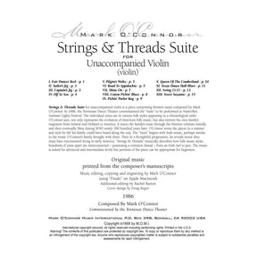 O'Connor, Mark - Strings & Threads Suite - for Unaccompanied Violin - Digital Download