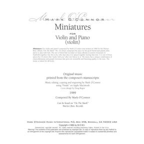 O'Connor, Mark - Miniatures for Violin and Piano - Violin - Digital Download