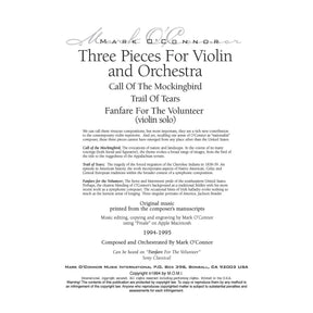 O'Connor, Mark - Three Pieces for Violin and Orchestra - Violin Solo - Digital Download