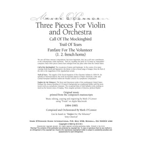 O'Connor, Mark - Three Pieces for Violin and Orchestra - Brass - Digital Download