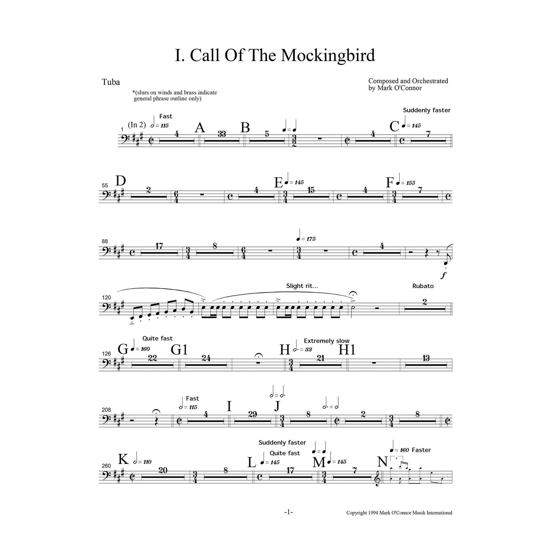 O'Connor, Mark - Three Pieces for Violin and Orchestra - Brass - Digital Download