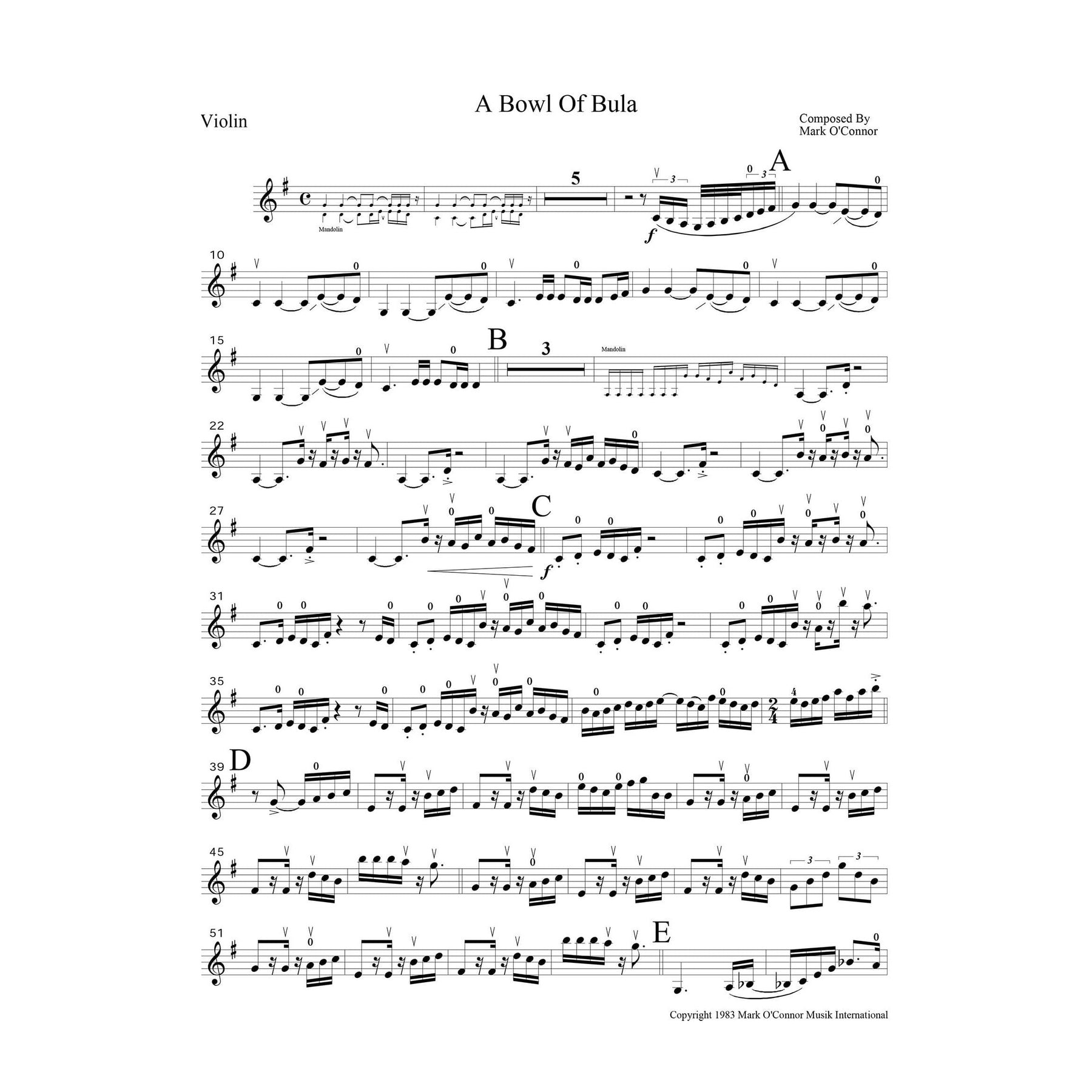 O'Connor - 30-Year Retrospective Collection 1 for Violin, Mandolin, Guitar, & Bass - Dig. Download