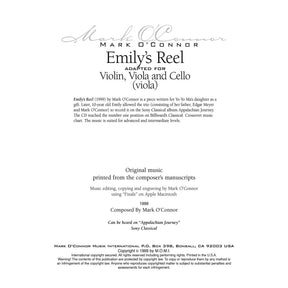 O'Connor, Mark - Emily's Reel for Violin, Viola, and Cello - Viola - Digital Download