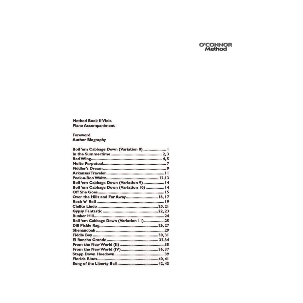 O'Connor Viola Method Book II - Piano Accompaniment - Digital Download